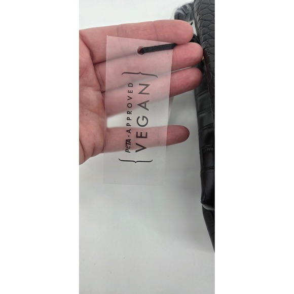 NWT AOTA Black Croc Embossed Vegan Leather Bucket Bag PETA Approved Cruelty Free - Picture 4 of 7